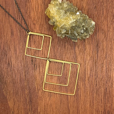 Brass Square Geo Necklace