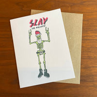 Slay the Holidays Skeleton Letterpress Card