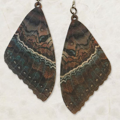 Black Witch Moth Wing Wood Earrings