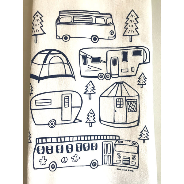 Camping illustrated tea towel – And Hope Designs