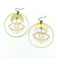 Circle Eye Moon Earrings