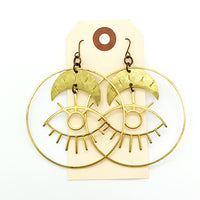 Circle Eye Moon Earrings