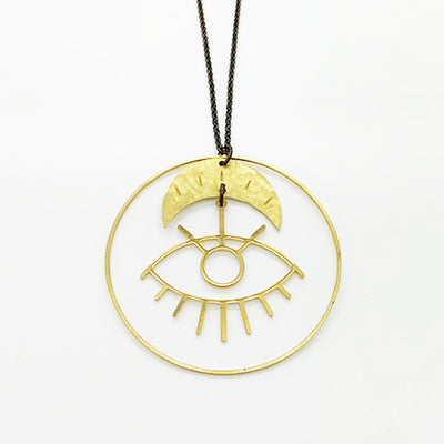 Circle Eye Moon Necklace