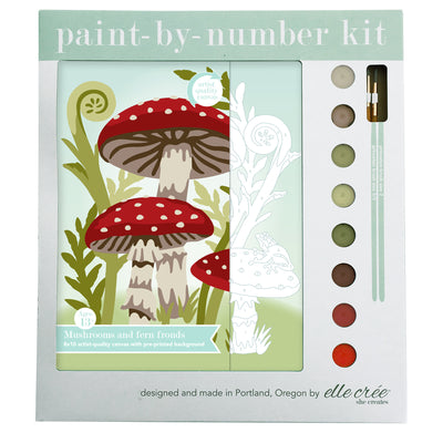 Mushrooms + Fern Fronds Paint by Numbers Kit