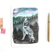 I Miss You Wolf Card