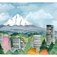 Portland Skyline with Mt. Hood Print