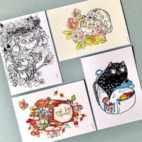 Nature + Mushrooms Cats Postcard Set