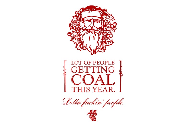 Coal Santa Letterpress Card