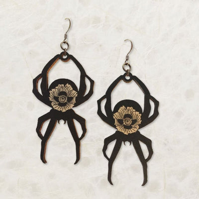 Spider Wood Earrings