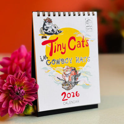 Tiny Cats in Cowboy Hats 2026 Desk Calendar