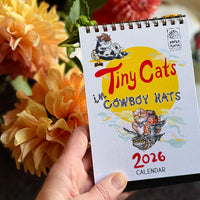 Tiny Cats in Cowboy Hats 2026 Desk Calendar