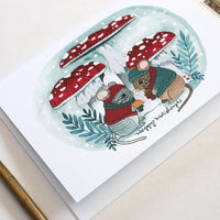 Happy Holidays Mice Mushroom Card