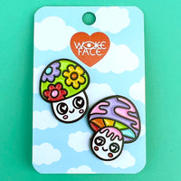 Mushroom Duo Enamel Pin Set