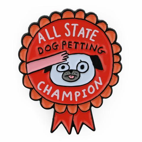 Dog Petting Champion Enamel Pin