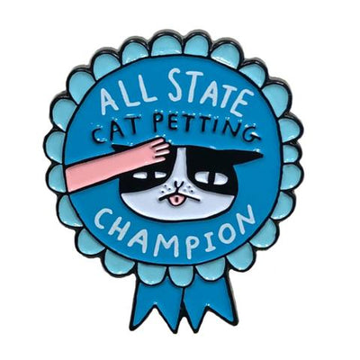 Cat Petting Champion Enamel Pin