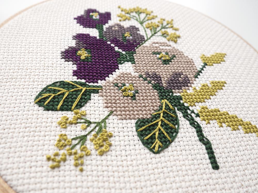 Kraftex cross stitch kits for beginners (flower theme - 6.75 inch