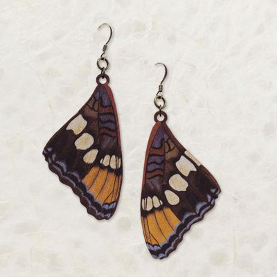California Sister Butterfly Wing Wood Earrings