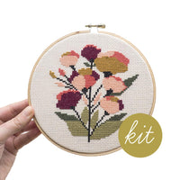 Coral Floral Cross Stitch Kit