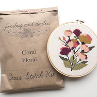 Coral Floral Cross Stitch Kit