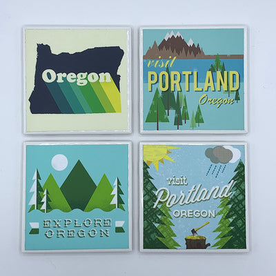 Visit Portland + Oregon Coaster Set