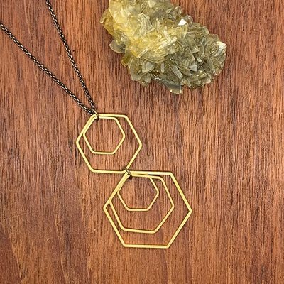 Brass Hexagon Geo Necklace
