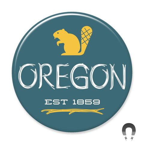 Oregon State Flag Beaver Magnet