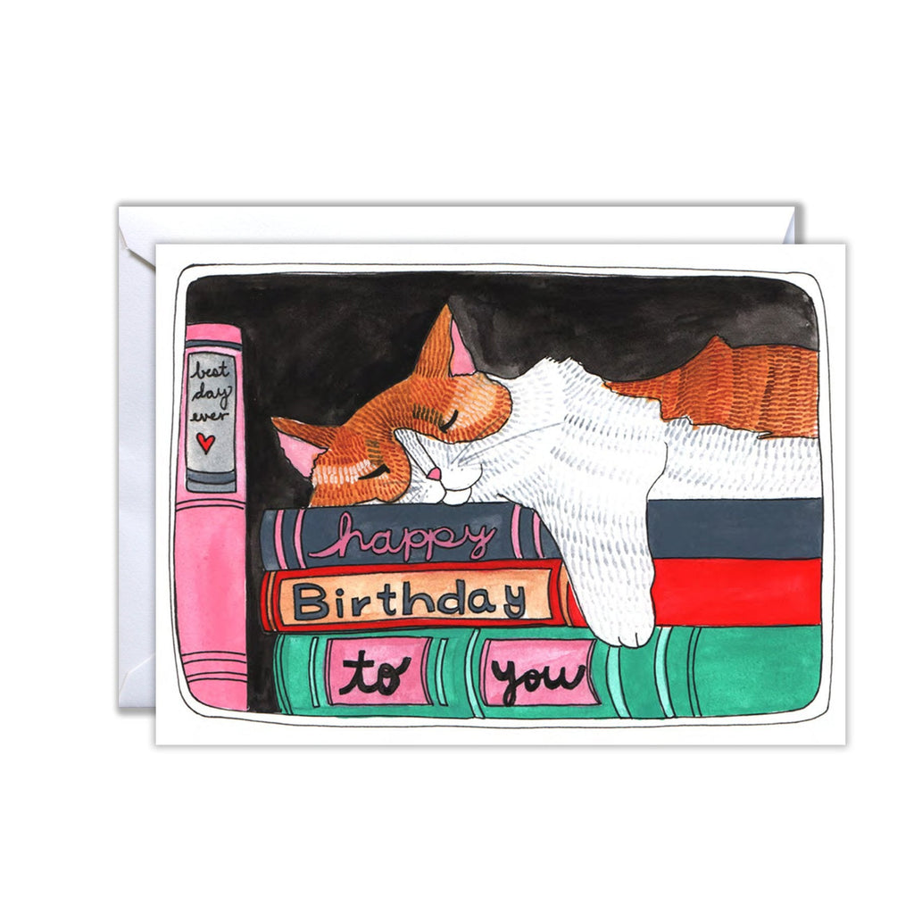 Wife Birthday Card - Cat Present - Happy Birthday Card For Wife From