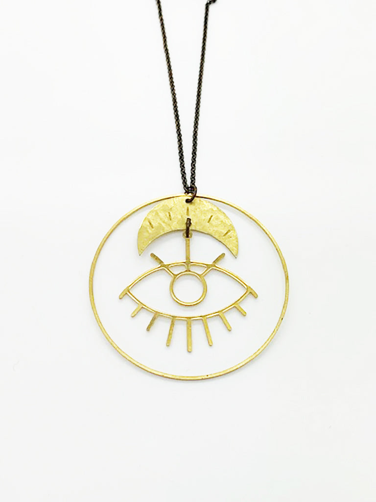 Circle Eye Moon Necklace