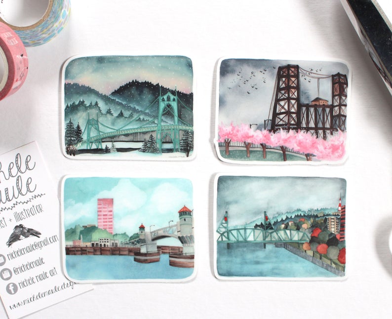 Portland 4 Seasons Bridges Sticker Set