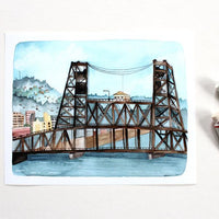Steel Bridge with Hills Print
