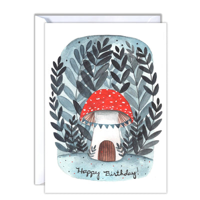 Mushroom House Birthday Card