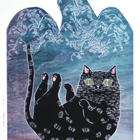 Falling Black Cat Print