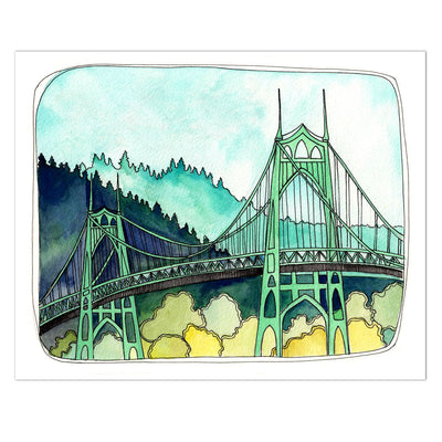 St. Johns bridge watercolor art print