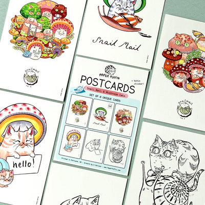 Snail Mail Cats Postcard Set
