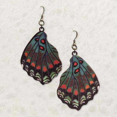 White Admiral Butterfly Wing Wood Earrings